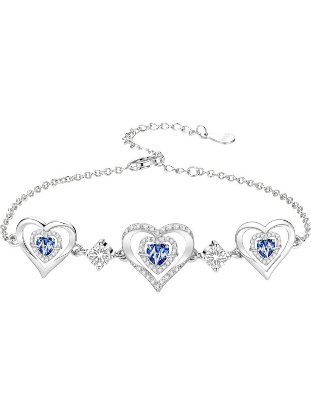 925 Sterling Silver Heart Birthstone Bracelet & Anklet - Perfect Jewelry Gift
